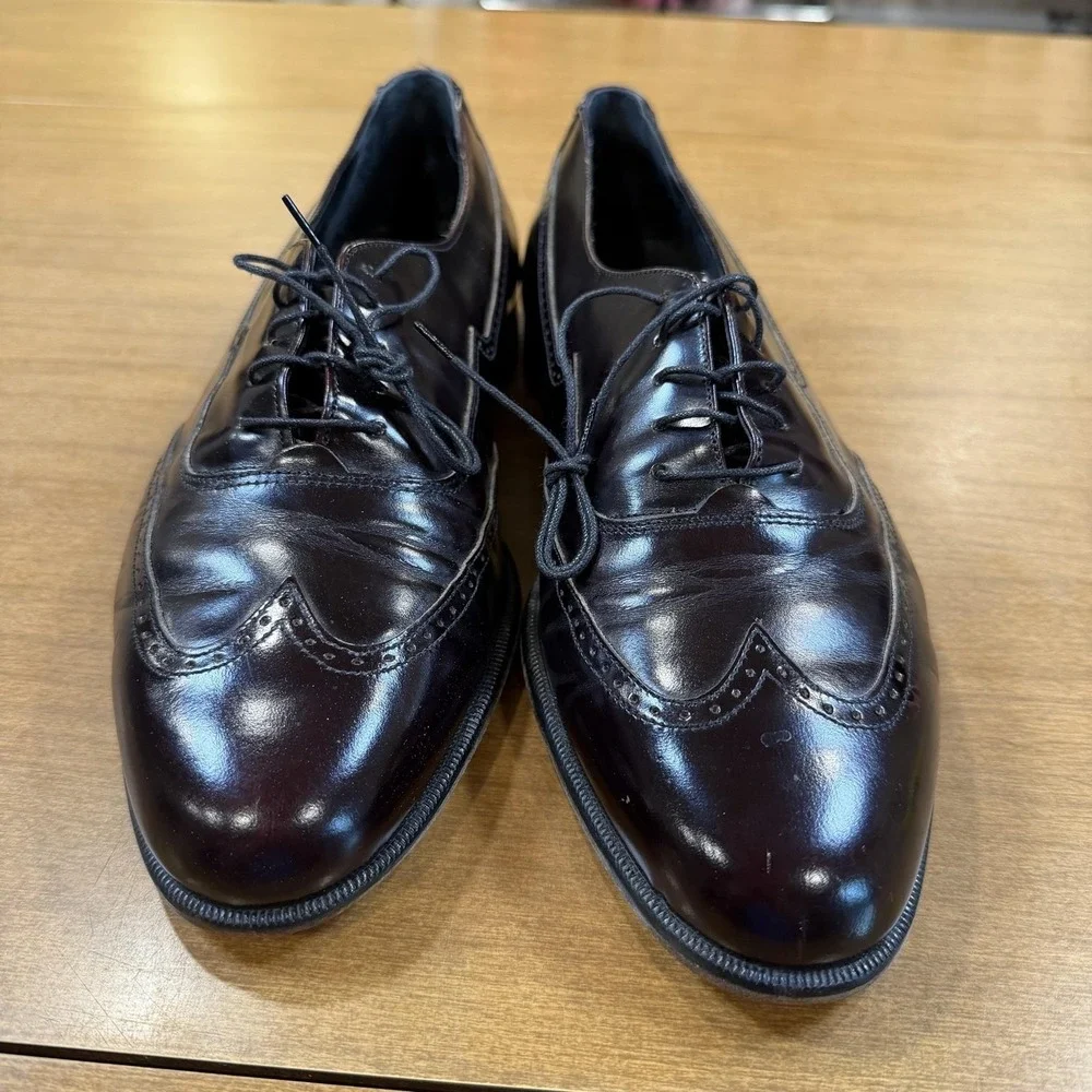 Johnston & Murphy Wingtip Shoes Mens Size 9.5 W Brown Brogue Oxford Italy Dress